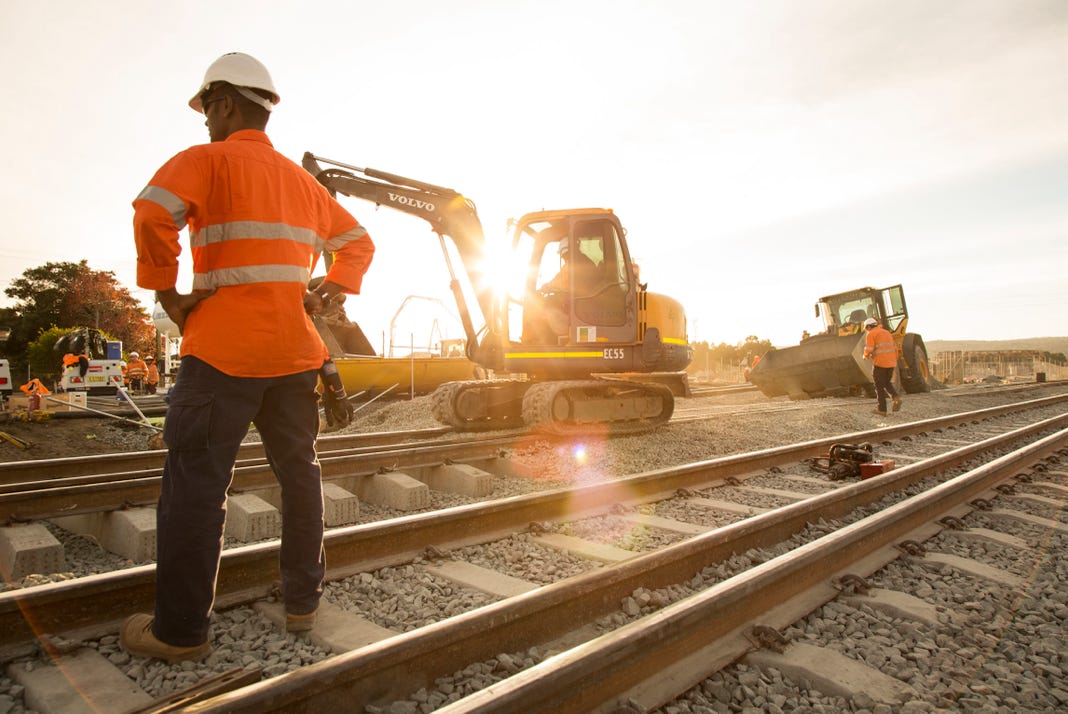 Early morning work on the rail